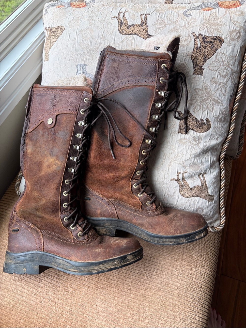 Ariat Brown Leather Lace-Up Tall Riding Boots